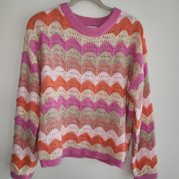 FRNCH Sweaters - FRNCH Colorful Wave Pattern Sweater mohair blend